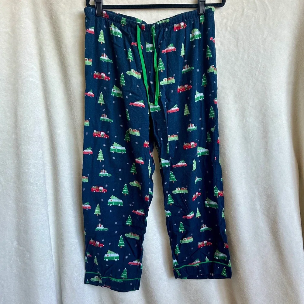 Wondershop Christmas Pajama Set Women L Navy Blue Holiday Truck Camper Sleepwear